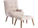 Abrihome Poltrona Reclinabile Imbottita Con Poggiapiedi, Poltrona Lounge Con Funzione Reclinabile, Beige