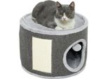 Fusto Tiragraffi Pawhut, Fusto Per Gatti Alto 30 Cm Con Grotta, Tiragraffi, Torre Per Gatti In Sisal, Per Gatti Fino A 5 Kg, Bianco Crema