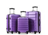 Flieks Set Di Valigie Da Viaggio 3 Pezzi A Guscio Duro, Trolley A Guscio Duro Valigia A Mano Set Di 3 Valigie Con Ruote Girevoli, Viola