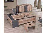 Mobili Per Ufficio Scrivania Angolare Completa 3 Pezzi Legno Grigio Mobili Per Ufficio