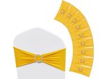 Fasce Per Sedie In Spandex Elasticizzato - Cinghie Elastiche Per Sedie Con Fibbia Rotonda - Coprisedie Per Matrimoni E Festività - 50 Pezzi In Giallo Oro - Decorazione Per Sedie Abbinata