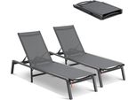 2X Lettino Prendisole Lettino Da Spiaggia Sedia A Sdraio Lettino Relax - 182X60X88Cm - Grigio Scuro - Lettino Pieghevole Per Giardino E Terrazza - Arredo Esterno Di Alta Qualità