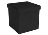 Intirilife Sgabello Pieghevole 30X30X30 Cm In Piano Black - Cubo Di Seduta Con Vano Portaoggetti E Coperchio In Tessuto Con Incavi - Cubo Di Seduta Poggiapiedi Scatola Portaoggetti Sgabello A Forma Di Cassapanca