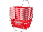 Cestino Per La Spesa Cestino Per La Spesa Portatile Da 12 Pezzi 21L Con Maniglia E Supporto - Shopper Rossa Per La Spesa E Lo Shopping