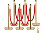 Paletti In Acciaio Inox Con Corda Di Velluto Rosso - 6 Pezzi - 1,5 M - Sistema Di Orientamento Delle Persone Per Teatri, Hotel, Casinò, Eventi E Vendita Di Biglietti