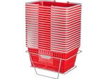Cestino Per La Spesa Cestino Portatile Per Alimenti Da 20 Pezzi 21L Con Manico E Supporto In Rosso - Ideale Per La Spesa