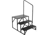 Gradini Per Camper - Scala A 3 Gradini - Portata Di 200 Kg - Acciaio Al Carbonio Spessorato - Con Corrimano - Gradini Antiscivolo Per Un'entrata E Un'uscita Sicure - Adatto A Camper E Rimorchi