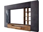 Dmora Parete Attrezzata Andy 40X290X192H Cm Grigio Ardesia, 6 Ante Apertura Battente E A Ribalta Italy