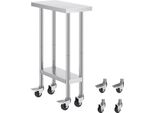 Tavolo Da Lavoro In Acciaio Inox - Tavolo Di Preparazione Commerciale 61X35Cm - Mobile Con Rotelle - Tavolo Da Cucina Professionale Per Il Catering