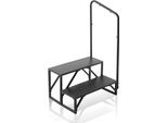 Gradini Per Camper, A 2 Gradini - Portata Di 200 Kg - Acciaio Al Carbonio Spessorato - Gradini Antiscivolo Con Corrimano - Entrata E Uscita Sicure Per Camper E Rimorchi