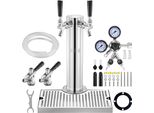 Kit Torre Kegerator - Kit Di Conversione Birra Con 2 Rubinetti - Distributore Di Birra A Torre In Acciaio Inox - Doppio Misuratore W21,8 - Attacco Per Fusto S-System - Vaschetta Di Raccolta Birra Per Feste In Casa