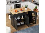 Carrello Da Cucina Merax Con Piano Di Lavoro Allungabile, Carrello Di Servizio Con Portaspezie, 3 Ante, 1 Cassetto E Portasciugamani, Ripiani Regolabili