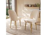 Flieks Sedie Da Sala Da Pranzo Imbottite Set Di 2 Con Gambe In Metallo, Sedie Da Cucina Sedie Da Pranzo Con Rivestimento In Velluto, Sedia Da Soggiorno Sedia Da Lavoro, Beige