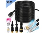 Set Di Tubi Per La Pulizia Dei Tubi Jayseuw 30M, Con Ugelli Rigidi + Rotanti, 3 Adattatori, Per Idropulitrici Standard, Set Universale Per La Pulizia Dei Tubi