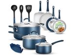 Set Di Pentole E Padelle Nutrichef Per Induzione 14 Pezzi, Con Rivestimento Antiaderente, Set Di Pentole E Padelle, Alluminio Con Bordi In Acciaio Inossidabile