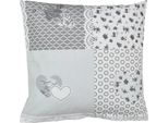 Federa In Cotone - 40X40 Cm - Bianco,Grigio