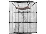 Gabbia Per Gatti A 3 Livelli - Recinto Per Gatti - Gabbia In Filo Metallico 711X711X1041 Mm - Accessori Per Animali Domestici - Mobili Per Gatti - Gabbia Robusta E Spaziosa
