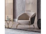 Poltrona Moderna 1 Posto Design Soggiorno Beige Poltrona Singola Arredo Tessuto Tessuto