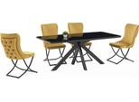 Set Sala Da Pranzo Set Di Alta Qualità Tavolo 4X Sedie Design Mobili Moderni Nero