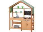 Cucina Di Fango Ottimizzata Per Bambini - Giocattolo In Legno Da 8 Pezzi - Set Da Gioco Per Esterni Con Accessori