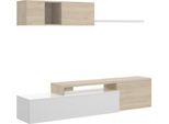 Dmora Parete Attrezzata Axayazala 41X201X180H Cm Bianco Lucido, Modulabile 6 Vani