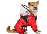 Giacca Antipioggia Per Cani, Giacca Antipioggia Impermeabile Per Animali Domestici Con Cappuccio Trasparente, Accessori Per Animali Domestici, Rosso, Taglia M