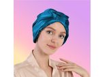 Inf Cuffia Da Notte Per La Cura Dei Capelli In Seta Al 100% Blu