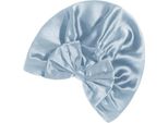 Inf Berretto Da Notte In Pura Seta Di Gelso Al 100% Da 19 Momme Con Fiocco Blu