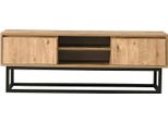 Dmora Mobile Porta Tv Kira 40X180X50H Cm Nero, Apertura Battente 2 Vani