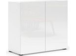 Dmora Credenza Ortoclasio 38X90X79H Cm Bianco Lucido, Apertura Battente 2 Vani Italy