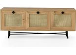 Dmora Mobile Porta Tv Assemini 40X140X60H Cm Marrone Quercia, Apertura A Ribalta 3 Vani