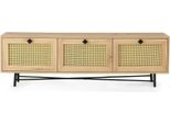 Dmora Mobile Porta Tv Assemini 40X180X60H Cm Marrone Quercia, Apertura A Ribalta 3 Vani