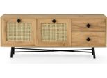 Dmora Mobile Porta Tv Apollinare 40X140X60H Cm Marrone Quercia, Apertura A Ribalta E Scorrevole 2 Vani