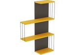 Dmora Mensola Batilda 19X64X96H Cm Nero Antracite, 3 Ripiani Colore Struttura Giallo
