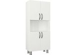 Dmora Armadio Multiuso Grande Tchoo 29.5X140.3H Cm Bianco, 2 Ante 5 Vani