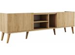 Dmora Mobile Porta Tv Alberona 34X180X52H Cm Marrone Quercia, 3 Vani 2 Ante