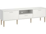 Dmora Mobile Porta Tv Anselme 39.8X177.2X56.8H Cm Bianco, Apertura Battente 3 Vani