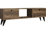 Dmora Mobile Porta Tv Bloem 29.5X138X42.6H Cm Marrone Noce, Apertura A Ribalta 3 Vani