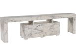 Dmora Mobile Porta Tv Andarna 31.3X180X50H Cm Bianco Marmo, Apertura A Ribalta 3 Vani