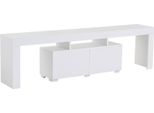 Dmora Mobile Porta Tv Andarna 31.3X180X50H Cm Bianco, Apertura A Ribalta 3 Vani