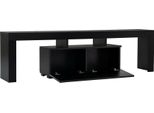 Dmora Mobile Porta Tv Andarna 31.3X180X50H Cm Nero Nero, Apertura A Ribalta 3 Vani