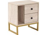 Dmora Comodino Rhiannon 29.5X45.2X50H Cm Beige, 2 Cassetti Apertura Scorrevole