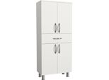 Dmora Armadio Multiuso Grande Iolana 31.5X140H Cm Bianco, 2 Ante 5 Vani
