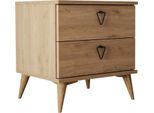 Dmora Comodino Pilar 45X52X55.1H Cm Marrone Quercia, 2 Cassetti Apertura Scorrevole