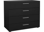 Dmora Cassettiera Arwen 40.25X80.2X68.1H Cm Nero, 4 Cassetti Apertura Scorrevole