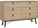 Dmora Credenza Anturio 40.1X150.3X94.8H Cm Marrone Rovere, 6 Cassetti Apertura Scorrevole