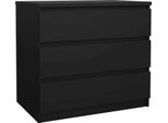 Dmora Cassettiera Kajiki 50X77X68H Cm Nero, 3 Cassetti Apertura Scorrevole