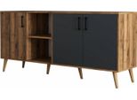 Dmora Credenza Vardah 45X180X80H Cm Nero Antracite, Apertura Battente 7 Vani