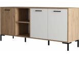 Dmora Credenza Hato 45X180X80H Cm Bianco, Apertura Battente 7 Vani