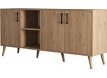 Dmora Credenza Vardah 45X180X80H Cm Marrone Quercia, Apertura Battente 7 Vani